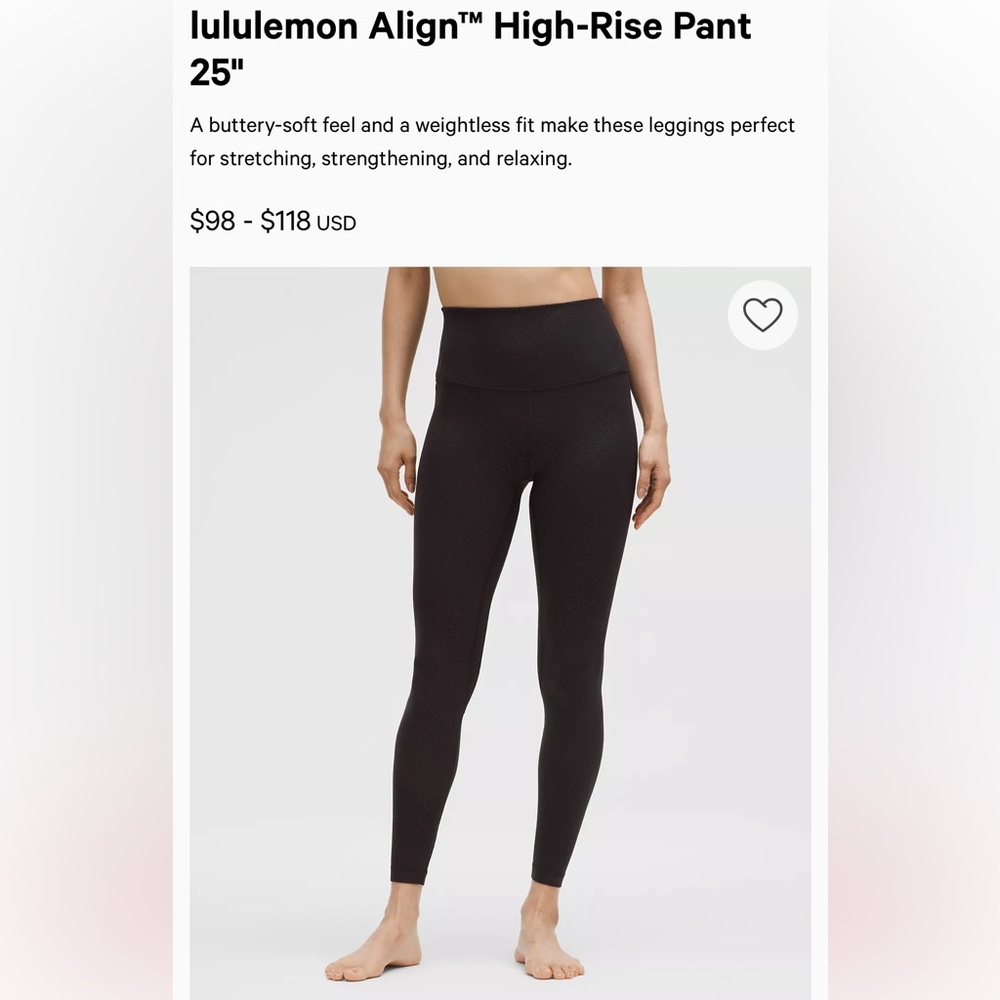 Lululemon Black Emboss High-Rise Leggings